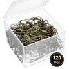 120 Pack Drapery Hooks Pins for Curtains, Metal Curtain Hooks Pins for Drapes Pinch Pleat Hooks with Clear Box 3 x 2.4 cm for Window Curtain, Door Curtain and Shower Curtain (Antique Brass)
