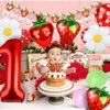 NANAGALI 7Pcs Berry First Party Decorations, 40" Red One Balloon for First Birthday Decorations Sweet One Strawberry 1st Berry First Birthday Decor Foil Helium Balloons for Girls