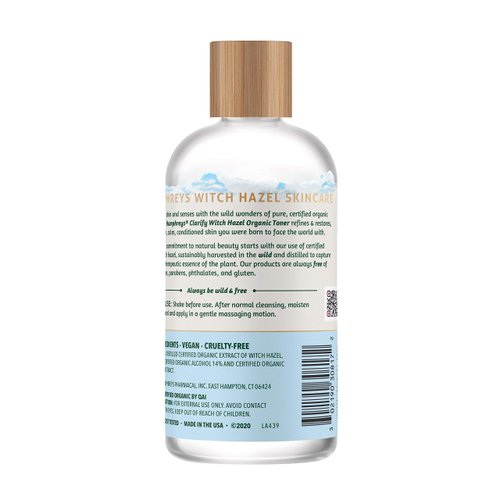Humphreys Clarify Witch Hazel Organic Toner, Clear, 8 Oz ( Pack of 1)