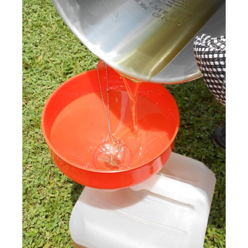 King Kooker 8" Plastic Cooking Oil Funnel with Attached Reusable Stainless Steel Mesh Filter