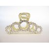 Generic Gold metal circles crystal hair claw clip bridal clip