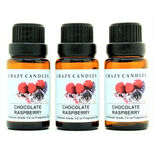 Crazy Candles Chocolate Raspberry 3 Bottles 1/2 FL Oz Each (15ml) Premium Grade Scented Fragrance Oil