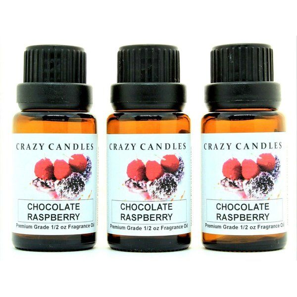 Crazy Candles Chocolate Raspberry 3 Bottles 1/2 FL Oz Each (15ml) Premium Grade Scented Fragrance Oil