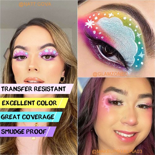 Bowitzki 50g Pastel Color Split Cake Water Activated eyeliner UV neon Graphic eye liner Hydra Liner Rainbow Easter Glow Face Body Paint Makeup