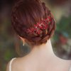 Red Wedding Crystal Hair Comb Elegant Bridal Wedding Hair Piece Teardrop Crystal Rhinestone Hair Accessories for Women Prom Party Photography