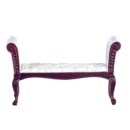 Melody Jane Dolls Houses Mahogany White Long John Bed End Stool Bench Miniature Furniture