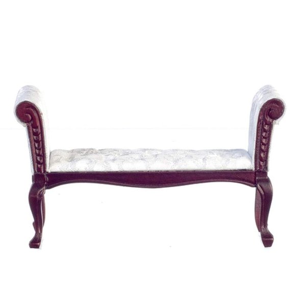 Melody Jane Dolls Houses Mahogany White Long John Bed End Stool Bench Miniature Furniture