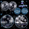 Skylety 36 Pieces Winter Clear Snowflake Balloons Transparent Snowflakes Balloon Glitter Confetti Balloon 12 Inch Snowflake Latex Balloons Wonderland Decorations for Christmas Birthday Party