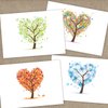 Seasons of Life Note Card Assortment Pack/Set Of 24 Greeting Cards And White Envelopes / 4 7/8" x 3 1/2" Cards Featuring 4 Seasonal Tree Designs