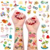60 Pieces Summer Temporary Tattoos for Kids, Pool Party Favors, Hawaiian Luau Beach Temporary Tattoo, Watermelon Strawberry Pineapple Flamingo Tattoo Stickers for Birthday Party Supplies