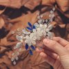 Jeairts Blue Rhinestone Wedding Hair Comb Silver Flower Bridal Hair Pieces Leaf Wedding Headpiece Hair Dress Crystal Bridal Hair Accessories for Women and Girls