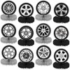 12Pcs Race Car Centerpieces for Tables, Racing Car Birthday Party Decorations Wheel Tire Centerpieces Decor, Double-Sided Tire Decorations for Car Themed Birthday Party Supplies