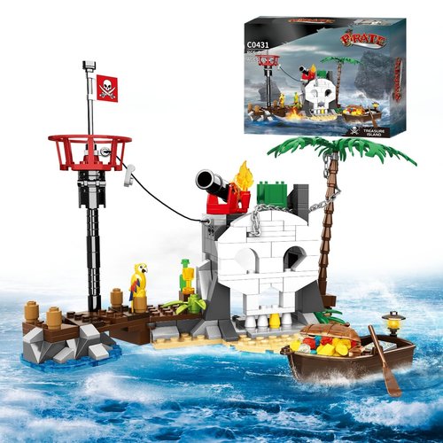 Pirate Building Toys Sets - Skull Treasure Island Pirates Ship Boat Toys Compatible with Lego Sets, 232 Pcs Building Block STEM Bricks Kit for Kids Girls Boys Age 6-12+ Birthday Halloween Xmas Gifts