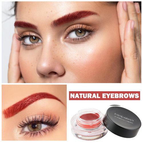 Eyebrow Pomade Cream,Brow Pomade Gel Naturally Long Lasting Waterproof,Delicate and Smooth Eye Brow Makeup Cosmetics with Eyebrow Brush - Bright Red