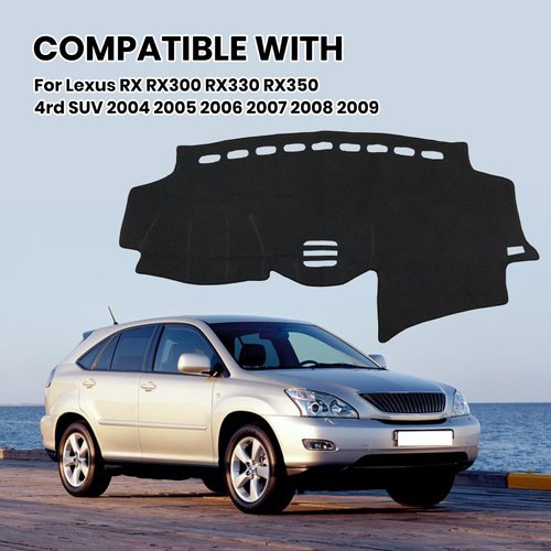 ​​Clidr Car Dashboard Cover Silicone Non-Slip for Lexus RX300 RX330 RX350 4rd SUV 2004 2005 2006 2007 2008 2009 Dash Mat Anti-UV Carpet (Black Edge)