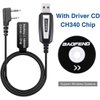 BAOFENG USB Programming Cable CH340 Chip for GMRS Radio Two Way Radio UV-5R BF-F8HP 5RM UV-21R UV-5G Plus GM-5RH K5PLUS AR-152 UV-17R BF-888S GM-15PRO UV-S9 Plus Handheld ham Radio with Driver CD