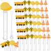 Silipull 48 Pcs 4.2'' Construction Bubble Wand for Kids, Mini Bubble Wands Bubbles for Party Favors, Construction Birthday Goodie Bags Filler, Bubble Blowing Toys for School Classroom Prizes Gifts