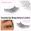 Half Lashes Fluffy 3/4 False Eyelashes Natural Look Wispy Clear Band False Cat Eye Lashes that Look Like Extensions Soft Handmade Reusable Half Eyelashes(5 Pairs Pack)