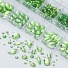 Green Nail Art Rhinestone, 3D Crystal Nail Diamond Gem, Flatback Rhinestones Multi Shapes Sizes Nail Design for Women Girls Manicure Charms Decorations, DIY Jewelry Making Craft Supplies