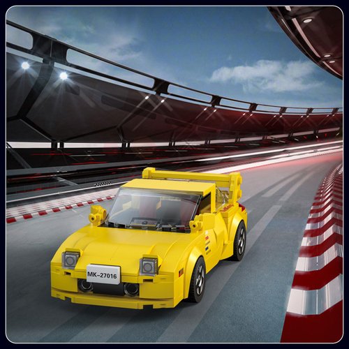 Mould King Speed Champion Initial D RX-7 Car Building Toys with Acrylic Display Case Model Race Car Toy Building Blocks Kit 27016 Collectible Racing Vehicle Set for Kids Age 8+ Teens Adults