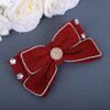 Wiwpar Rhinestone Red Velvet Bow Hair Clip Non-Slip Bowknot Hairpin Clips French Barrettes Hair Clips Ponytail Holder Christmas Prom Hair Accessories for Women Girls Kids Teens Birthday Gifts (Red)