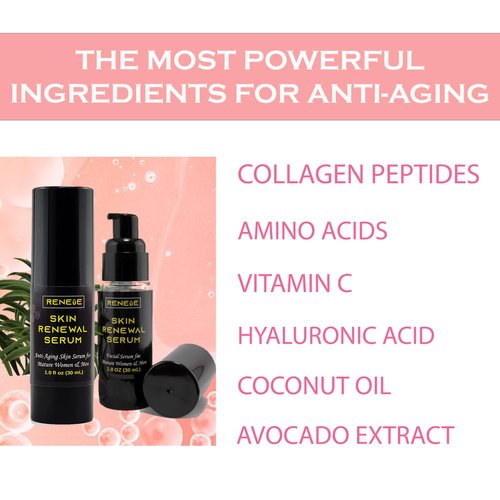 RENEUE Anti-Aging Serum with Amino Acids, Collagen, Vitamin C, and Hyaluronic Acid That Diminishes Wrinkles and Erases Dark Spots & Super-Hydrates Skin.