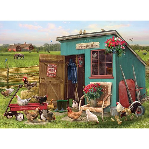 Cobble Hill 1000 Piece Puzzle - The Happy Hen House - Sample Poster Included