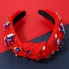 CEALXHENY 4th of July Headbands for Women, 4th of July Accessories, American Flag Patriotic Headbands, Rhinestone Pearl Knotted Headbands Beads Embellished Jeweled Headbands Holiday Gifts (US Flag G)