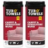 Tub O' Towels Carpet, Rug, and Upholstery Cleaning Wipes - Cleans, Scrubs, and Renews, 40-7” x 8” Wipes Per Tub, 2-Pack, white (TW40-CP-2)