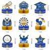 NICROLANDEE 9PCS Graduation Party Decorations Class of 2023, Blue and Gold Graduation Centerpieces for Tables, Congrats Grad Honeycomb Table Toppers for Graduation Party Supplies