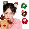 3 Pcs Christmas Hair Scrunchies for Women, Cute Soft Velvet Elk Santa Claus Elastic Bands Ponytail Holder, Scrunchy Hair Ties Ropes for Christmas Accessories for Girls Supplies (Green, Red, Brown)