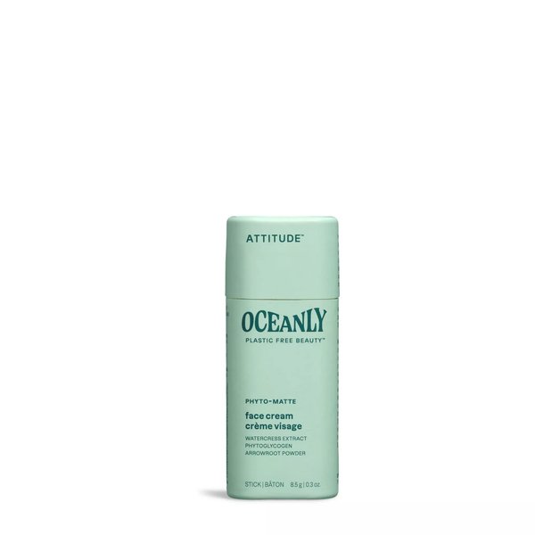 ATTITUDE Oceanly Face Cream Bar, EWG Verified, Plastic-free, Plant and Mineral-Based Ingredients, Vegan and Cruelty-free Beauty Products, PHYTO MATTE, Unscented, 0.3 Ounce