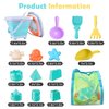 YZNlife 16pcs Beach Toy Set, Foldable Beach Bucket with Castle and Sea Animals Molds Sand Shovels Mesh Bag,Beach Toys for Kids Outdoor Fun Sand Tools for Kids Boys Girls