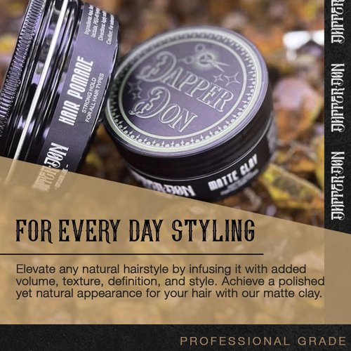 Dapper Don Matte Finish Sculpting Clay - Premium Hair Styling Clay for Added Thickness, Texture & Strong Flexible Hold, Non-Greasy, Suitable for All Hair Types