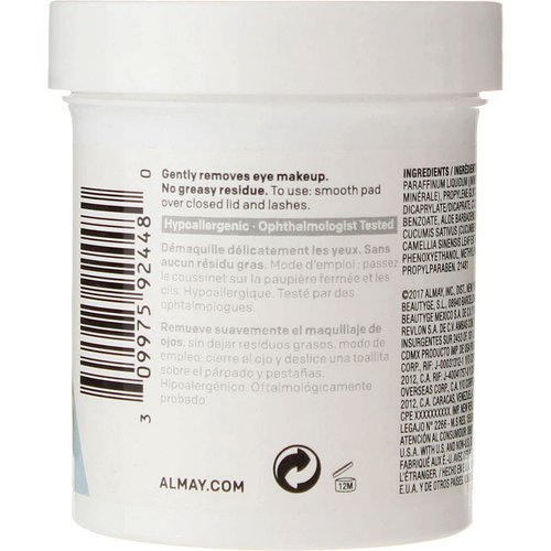 Almay Eye Makeup Remover Pads, Longwear & Waterproof 80 ea (Pack of 6)