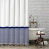 Seasonwood Extra Long Shower Curtains White and Blue Striped Shower Curtain with Tassel, 96 inch Waterproof Bathroom Curtains with 12 Hooks,Washable 72 x 96