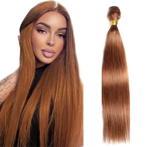 Light Brown Human Hair Bundles Color #30 Bundles 28 Inch 8A Grade Brazilian Unprocessed Virgin Human Hair 1 Bundle Double Weft Remy Hair Extensions for Women