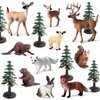 20PCS Plastic Forest Animals Figures, Realistic Woodland Creatures Figurines Miniature Toys Animal Tree Kit Wild Animal Toys Gift for Kids Toddlers, Party Favors Cake Topper Diorama Supplies