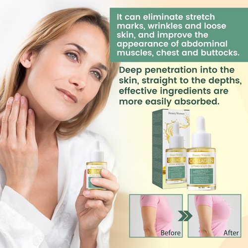 3PC Beauty Women Collagen Lifting Body Oil, Collagen Lifting Body Oil,Beauty Lady Collagen Lifting Body Oil,Anti Aging Collagen Serum for Face,Reduces Fine Lines and Wrinkles