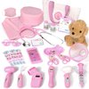Phobby Doctor Kit for Toddlers 3 4 5 Years Old, Kids Veterinarian Playset with Dog Toy, Real Stethoscope & Medical Bag, Pretend Play Doctor Set for Girls Boys Birthday (Pink)