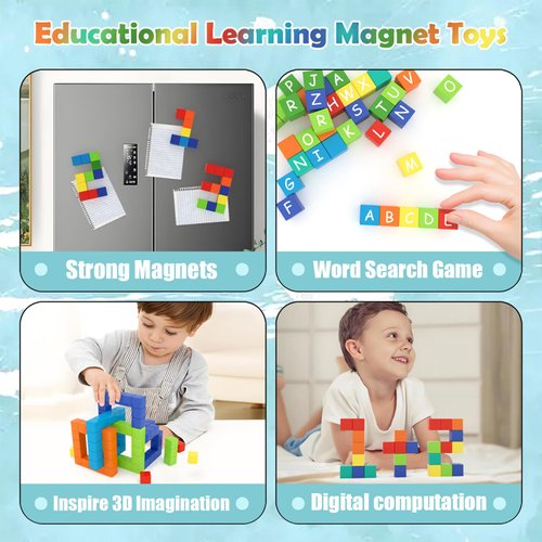 BananMelonBM 100 PCS Magnetic Blocks, Magnetic Building Blocks for Toddlers Age 3-5, Magnetic Blocks for Kids Ages 4-8,Magnetic Cubes, Preschool Educational Sensory Magnet Toys for Boys and Girls