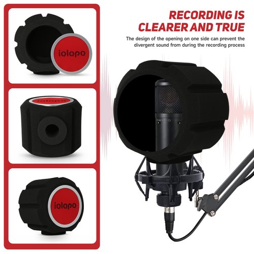 Pop Filter for Mic,Professional Eyeball Microphone Isolation Shield, Acoustic Microphone Windscreen Foam Cover for Recording Studio Microphone,Sound-Absorbing Foam that Reduces Noise and Reflections