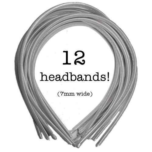 Threddies 12pc Skinny Satin Headbands - 7mm wide, solid color packs (Light Grey)