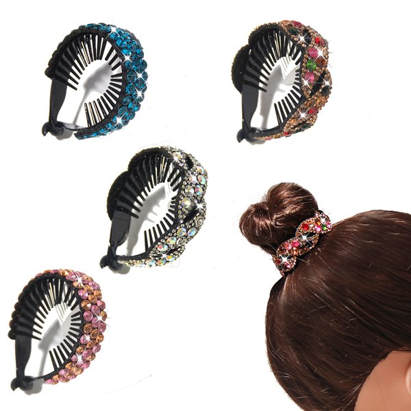 4 Pcs Ponytail Hair Clips for Women Gradient, Rhinestone Hair Styling Claws for Buns Hair Holder (Style C)