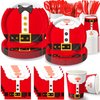 Christmas Party Supplies Santa Claus Party Supplies Party Tableware Set Included Christmas Paper Plates, Cups, Napkins, Cutlery for Xmas Party, Serves 24 Guests