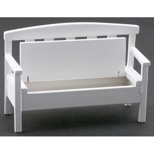 Dollhouse Miniature Garden Bench (White)