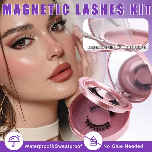 Magnetic Eyelashes with Applicator No Glue Reusable Magnetic Lashes Natural Lightweight Soft Magnetic Eyelash Wispy Easy to Use,2 Pairs of 2 Styles by Wendy Lashes(079/B01)