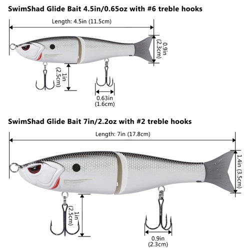 Bassdash SwimShad Glide Baits Jointed Swimbait Bass Pike Salmon Trout Muskie Fishing Lure
