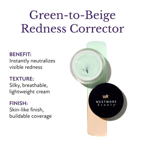 Westmore Beauty Redzone Edit 1 FL OZ - Color Correcting Cream, CC Color Corrector For Dark Circles, Redness Corrector For Face, Green Color Corrector Color Correcting Primer