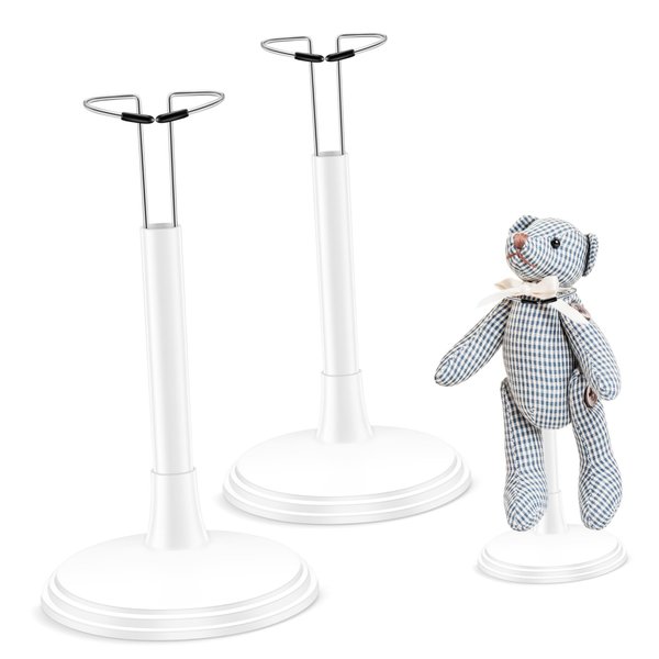 Toddmomy White Doll Stands 2Pcs Doll Display Stand Doll Bracket Doll Support Stand Bear Stand Desktop Doll Holder for Kids Dollhouse Accessories (25cm)